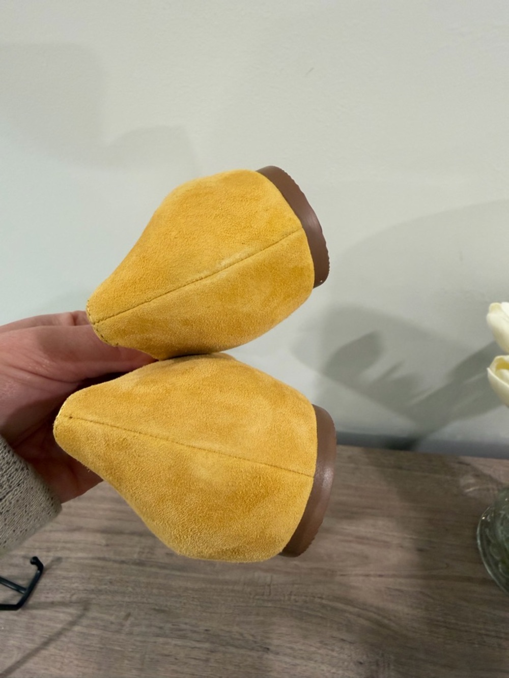 Caslon Genuine Leather Suede Pointed Toe Golden Yellow Flats - Picture 9 of 10